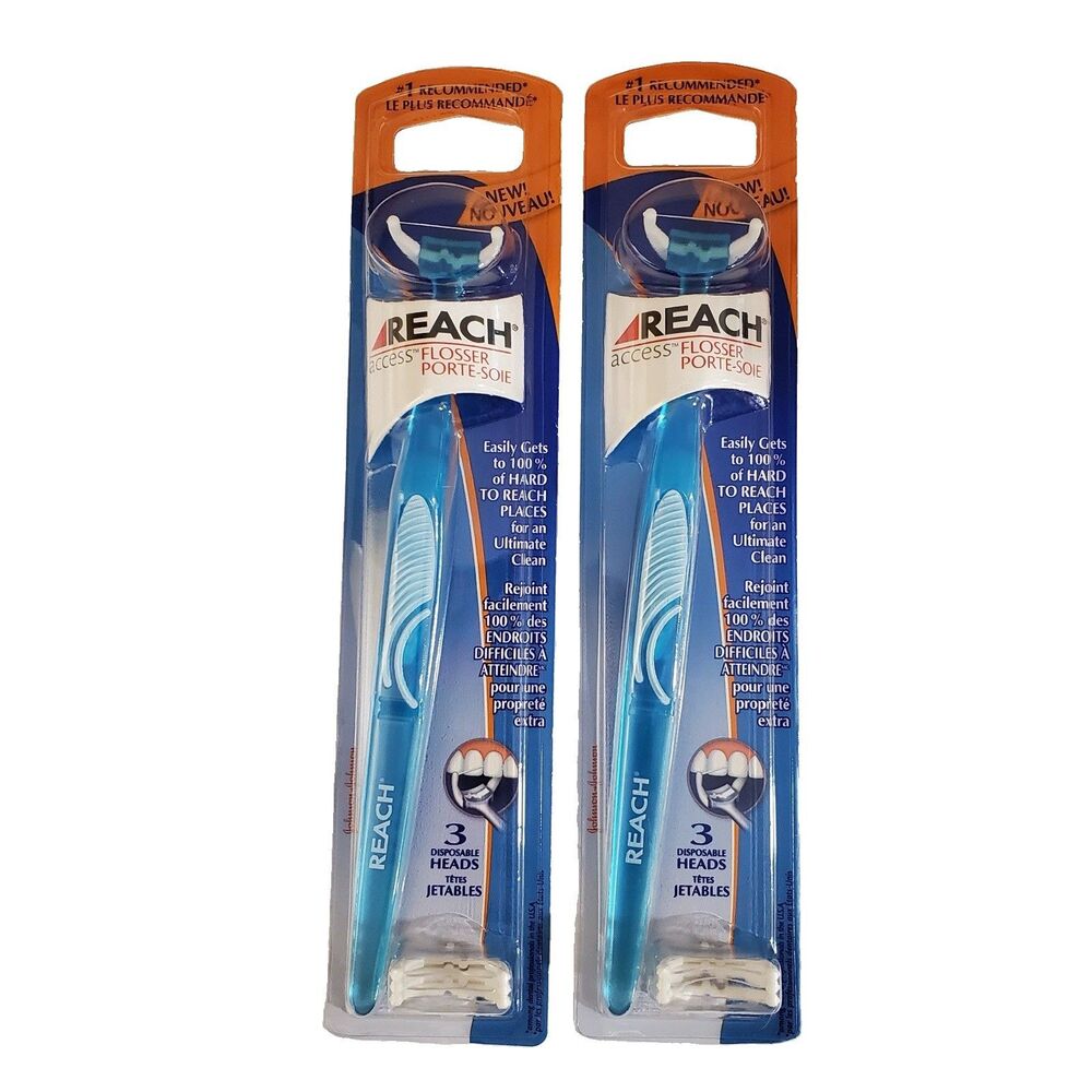 Lot of 2 Reach Access Flosser Handle + 3 Floss Disposable Heads NEW 2005 Blue